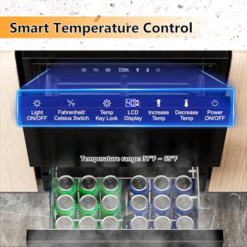 Velieta KMYL145B 24 Inch Under Counter Dual Drawer Beverage Fridge, Weather Proof Outdoor Beverage Refrigerator For Patio, Stainless Steel Built-In Beverage Cooler For Home & Commercial Use, Black thumb #3