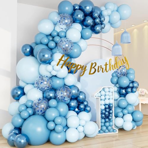 Image of Toys Treasure Blue Birthday Decoration Kit 104 Pcs - Dark Blue Light Blue Party Decorations for Boys with Balloons Happy Birthday Banner Birthday Party Supplies
