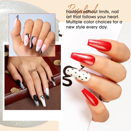 ROSALIND Gel Nail Kit, 20 Colors Gel Nail Polish set with lamp starter kit, Base and Matte Glossy Glitter Top Coat Nail Kits Full Set for Beginners - Image 4