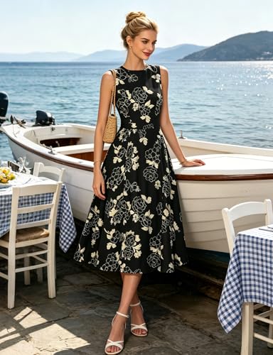 Image of Simple Flavor Women's Vintage Dress Sleeveless O-Neck Party Cocktail Dress