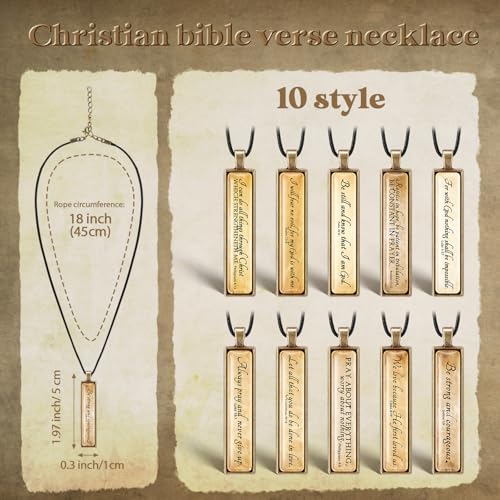 Sureio Vintage Bible Verse Necklace Bulk Religious Pendant Jewelry Christian Inspirational Prayer Gift for Women2