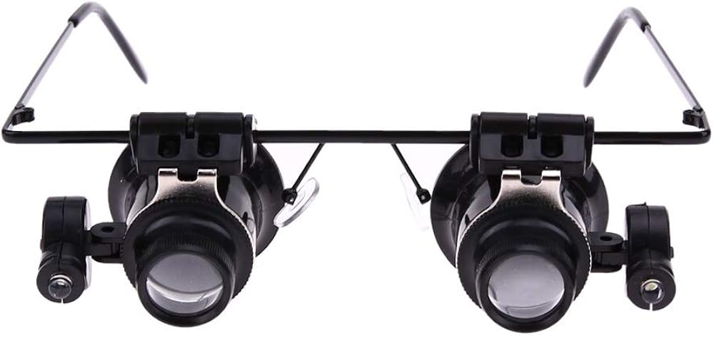 MMOBIEL 20 X Magnifier Magnifying Eye Glasses Loupe Lens Jeweler Watch Repair with Double LED Lights with Cleaning Cloth