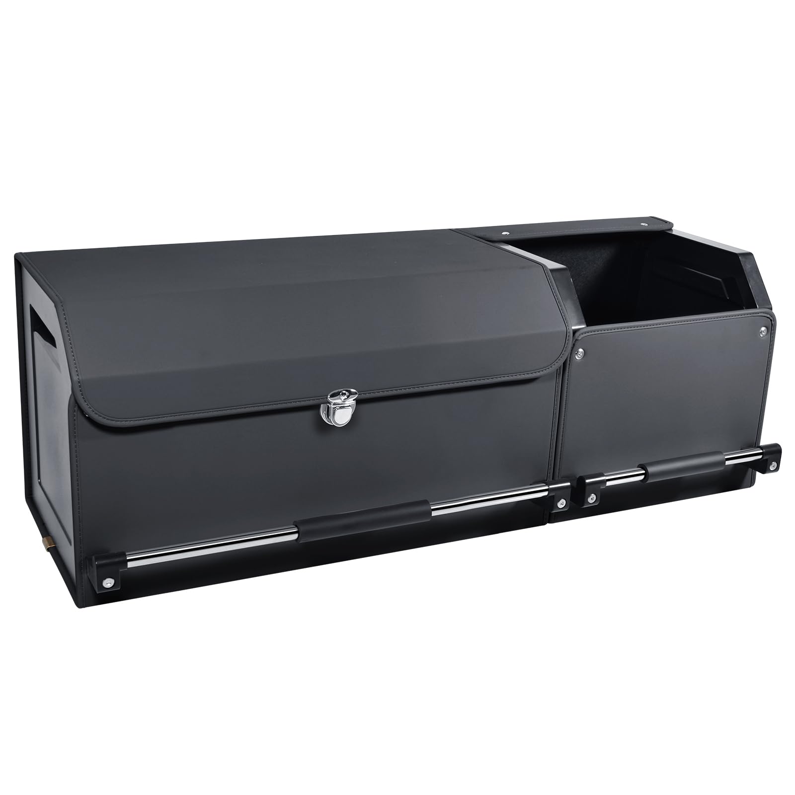 Auto Trunk Organizer, Pieghevole Auto Trunk Storage Organizer con Coperchio e Maniglia Robusta e Stoccaggio per SUV, Camion, Sedan (Nero, XL 92 * 29 * 31cm)