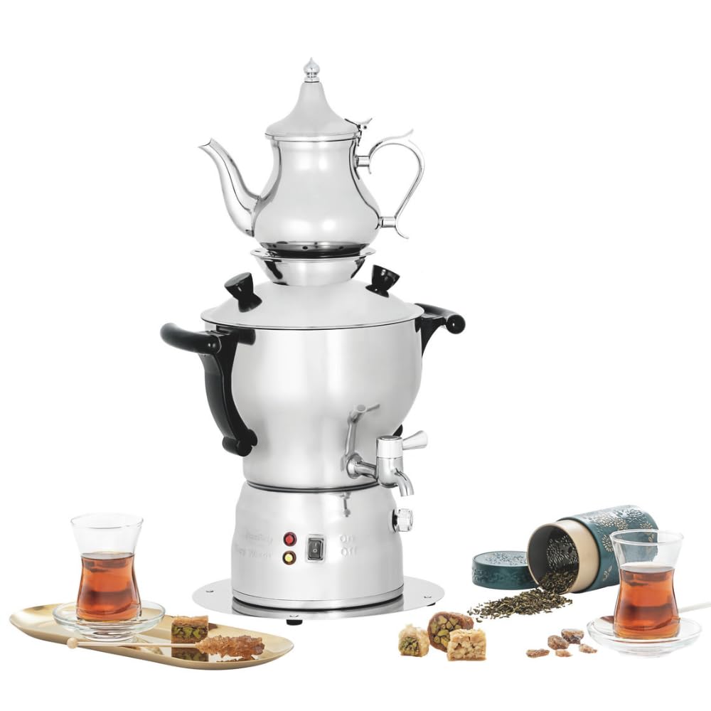 MBH - Samovar Profesional 3L para Hostelería. Hervidor de Agua Industrial con Tetera de Acero Inoxidable