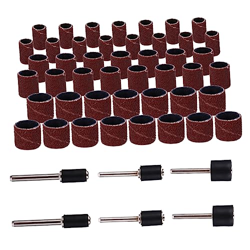POPETPOP Rotary Tool Sanding Bands 51pc Sandpaper Drum Sleeves Kit 6pc Drum Mandrels Easy Install for Nail Drill