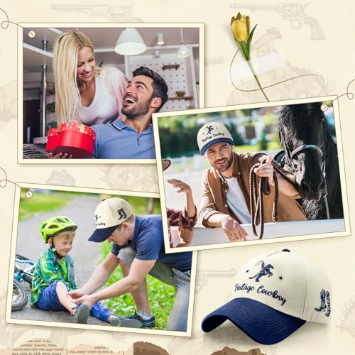 Image of JaGely Two Tone Western Cowboy /Cowgirl Trucker Hat for Women Men Gift Vintage Embroidered Country Baseball Cap