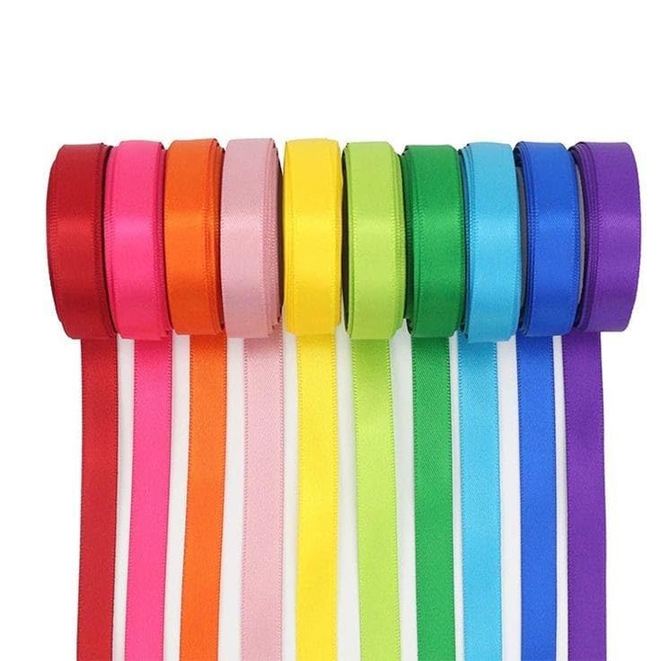 Image of Craft and Toys Satin Ribbon for Decoration, Gift Wrapping, and Other Multi-Purpose Use (Pack of 8), Colour:- Multi 9 metres Approx (8 Pcs Satin Ribbon)