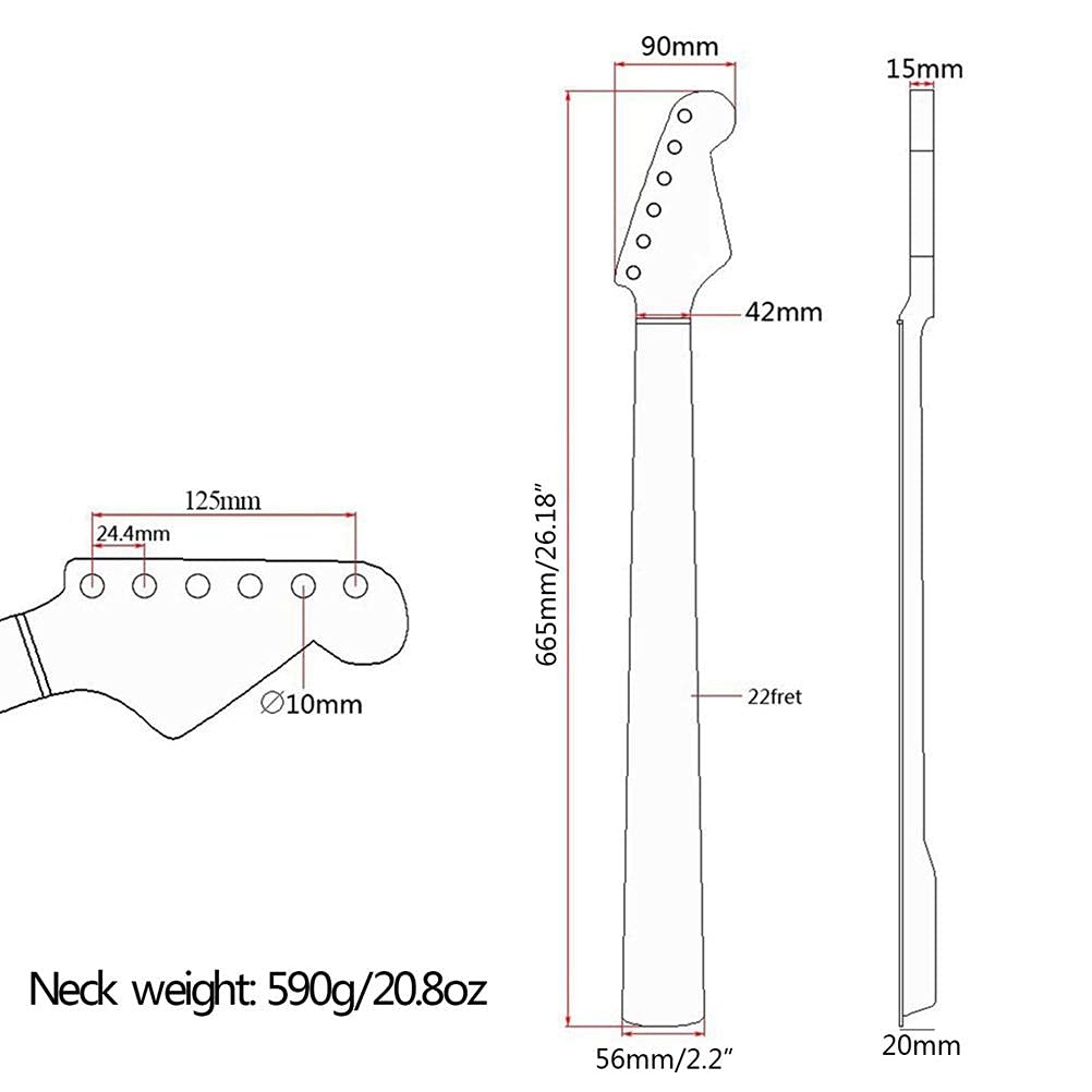 E-Gitarre-Hals Mit 22 Fret-Ahorn-Griffbrett für Fender, DIY-Teile und Ersatz