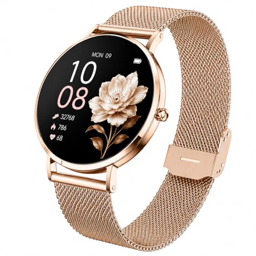 XCOAST SIONA 2 Damen Smartwatch Roségold 1 3 AMOLED Elegante Fitnessuhr mit Herzfrequenz Blutdruck & SPO IP68 wasserdicht 7 Tage Akku Android & iOS
