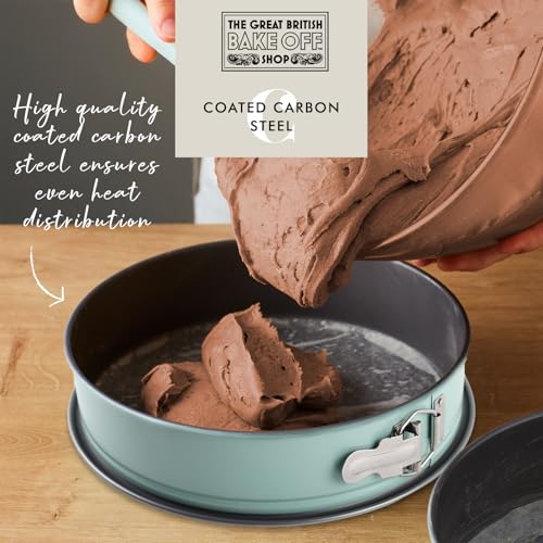 The Great British Bake Off Springform Cake Tin for Baking, Cheesecake Tin, Large Round Spring Form Pan, Non Stick Coated Carbon Steel in Duck Egg Blue, Loose Base, 26cm x 7cm - Image 5