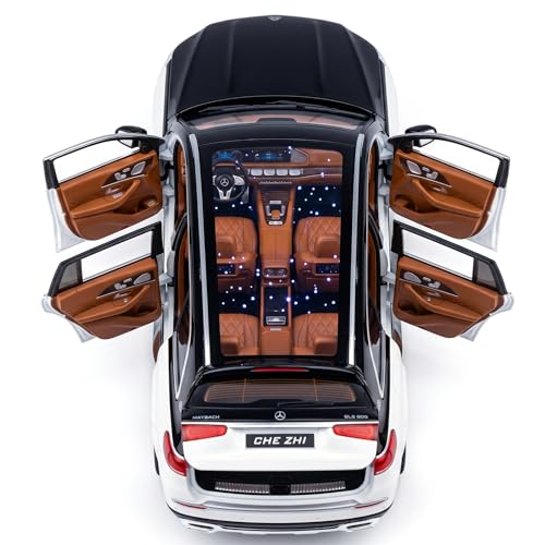 Image of Mercedes-Maybach GLS 600 1:24 Scale Die-Cast Car Model - Illuminated Grille Starry Sky Sound Light Pull-Back Alloy Two-Tone Luxury SUV Collectible