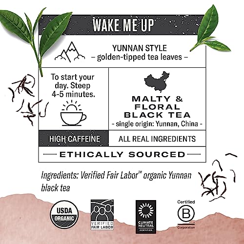 Numi Organic Chinese Breakfast Tea, 100 Tea Bags, Full Bodied Yunnan Black Tea, Malty & Floral, Caffeinated