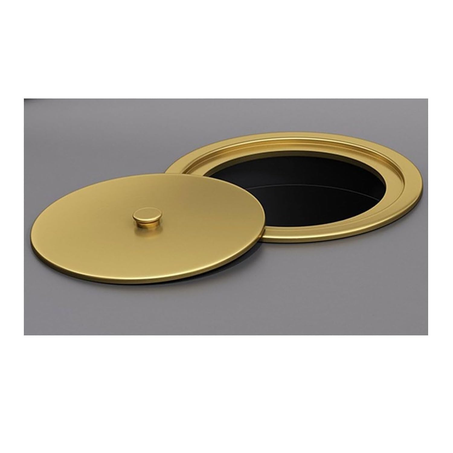 MUYRJLZX Trash Chute Lid Steel Waste Chute Lid Round Balance Flap Cover Built-in Trash Flip Lid Countertop Trash Grommet Lift Open(Gold,D24cm)