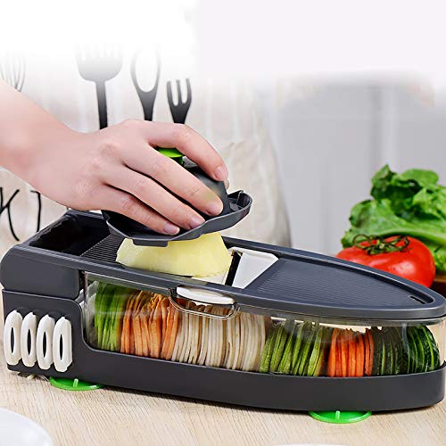 Cortador manual profesional de vegetales con contenedor y guardamano miniatura 1