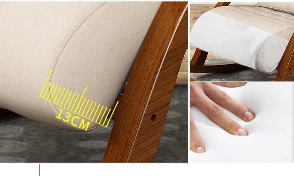 Rocking Outdoor Lounger Chair Chaise Lounge Zero Gravity Rocker,Comfortable Nordic Style Solid Wood Sofa for Bedroom and Living Room Dark Gray Supports up to 200Kg