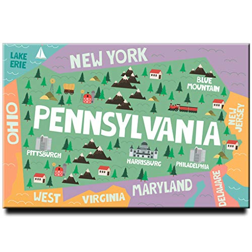 Imán para nevera mapa de Pennsylvania rectangular