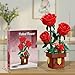 EITOLNR Roses Flowers Botanicals Building Sets,Artificial Plants Bonsai Building Blocks Toys for Adults,Indoor Home Office Decor,Valentine Day Birthday Gift for Adults Women,Girls Age 8-12(307Pcs)