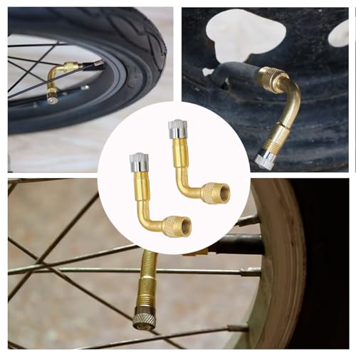 2 Stück 90 Grad Ventilverlängerung,Autoventil Adapter,Ventiladapter Winkel,Winkelventil Motorrad,Autoventilationen,Ventil Verlängerung,Fahrradventil,Perfekt für Auto,Motorrad,Fahrrad Und Scooter