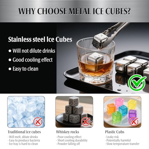 Cubos de hielo de acero inox KUILONGT 8 unidades miniatura 3