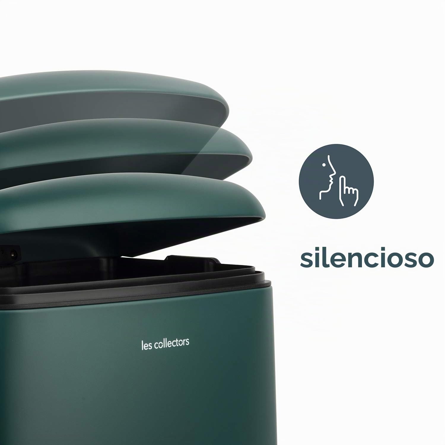 Les Collectors – Cubo de cocina a pedal Nº863, Acero inoxidable, capacidad 40L, Compatible con bolsas de 50 L, Compacto y práctico, cierre silencioso, Cubo interior extraíble, Acabado mate, Verde
