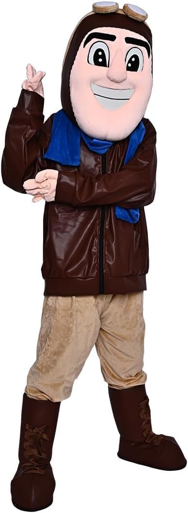 Brown Aviator People Mascot Costume Party School Spirit Sports Costumes & COOL FAN