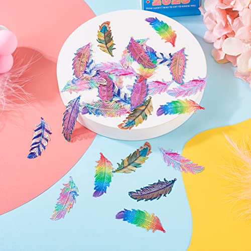Pandahall 48Pcs Stainless Steel Feather Charms Filigree Pendants Etched Metal Embellishments for DIY Bracelet Necklace Earring Jewelry Making - Image 3
