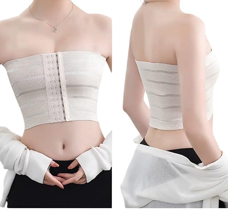 Women Breast and Chest Compression Wrap Belt for Front Hook Breast Band to Provide Stability for Binder Corsets for Total Comfort & Support Shapewear (Pack of 1) Black, Beige-image-29