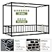 Canopy Floor Bed for Kids – Queen Size, Matte-Black Steel Frame with Safety Fence, Unisex Design for Boys & Girls, Box Spring Required, Quick Assembly (Queen)
