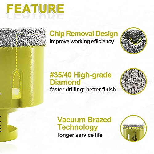 Diamond Tile Drill Bits 68mm SANLEETEK Vacuum Brazed Diamond Hole Saw for Ceramic Porcelain Marble Granite M14 Thread - Image 4