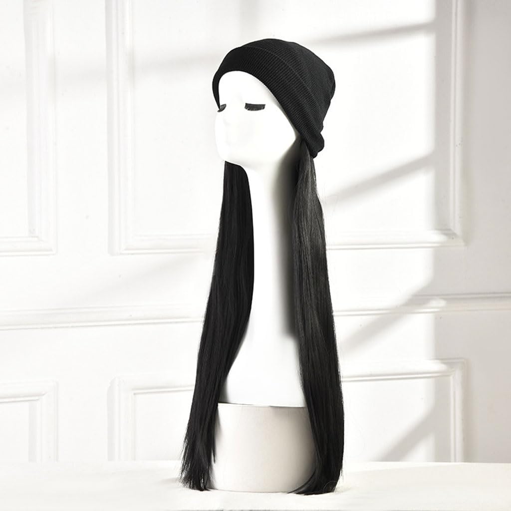 Wig With Cap Women's Wig Hat Plush Hat, Long Straight Wig Hat, Natural And Realistic Wig Hat, Suitable For Daily Party Use Wig Caps For Women(01)