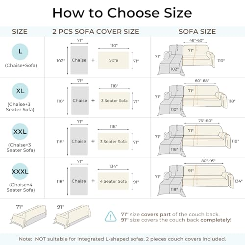 Sectional Couch Covers, 2 Pieces Chenille Sofa Cover L Shaped Couch Cover Blanket for Dogs Washable Sofa Slipcovers Pet Furniture Protector (X-Large: 71" x 110" + 71" x 118", Dark Gray) - Image 3
