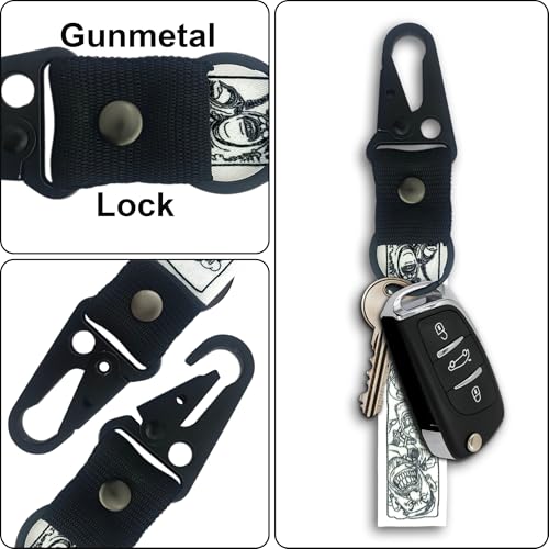 Image of SnapStrap Doodle Carabiner Keychain Strap (Lightweight and Compact) | For Bike, Keys ID Badge Wallet Holder and Everyday Carry Items, Wrist Keychain (Road Rush)