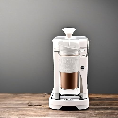 Miniatura 5 de Bodum Travel Press Cafetera con tapa abatible, doble pared, plástico, 0,35 l, 12 oz, color blanco roto