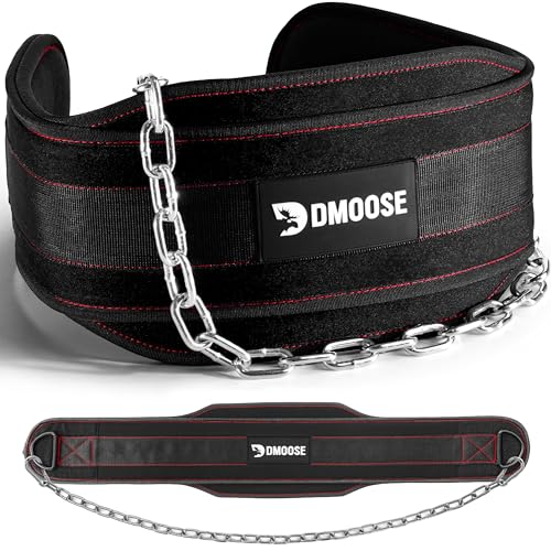 DMoose Fitness Dip Belt For Weightlifting - Weighted Pull Up and Squat Belt with Chain for Intense...