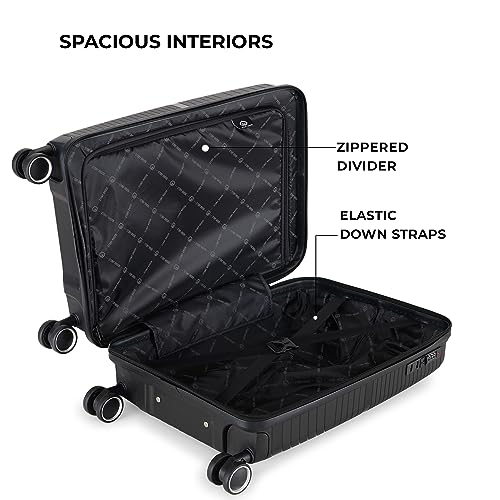 Image of Stony Brook Nasher Miles Axis 55 Cm 20 Inch Polypropylene Hard-Sided 4 Wheels Spinner Cabin Luggage Trolley Bag (Black)