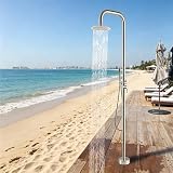 Set Doccia Da Esterno Autoportante, Colonna Doccia In Acciaio Inox Con Base, Soffione E Doccetta, Ideale Per Giardino, Piscina E Spiaggia