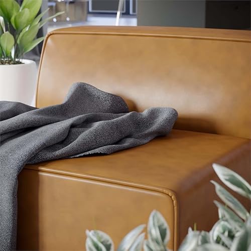 Modway Mingle Vegan Leather Sectional Sofa Armless Chair, Tan #TOP3