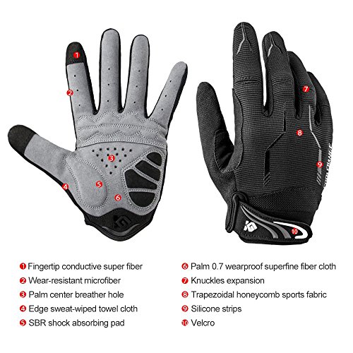 Full Finger Bike Gloves Unisex Outdoor Touch Screen Cycling Gloves Road Moutain Bike Bicycle Gloves M - Thumbnail 2