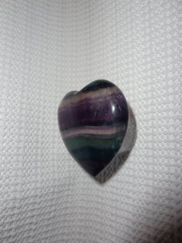 Give Heart And Love Rainbow Fluorite 350+ Cts Of Gorgeous Green, Teal And Purple 2" Heart Shaped Palm Stone #TOP7