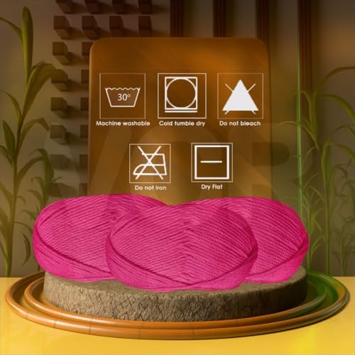 Image of VCR Ruby Pink Yarn, 100 Grams Hank, 190 Meters Length, Acrylic Ball for Crochet and Knitting, Soft Crosia Threads, Pack of 1 Yarn, Suitable for DIY Crafts