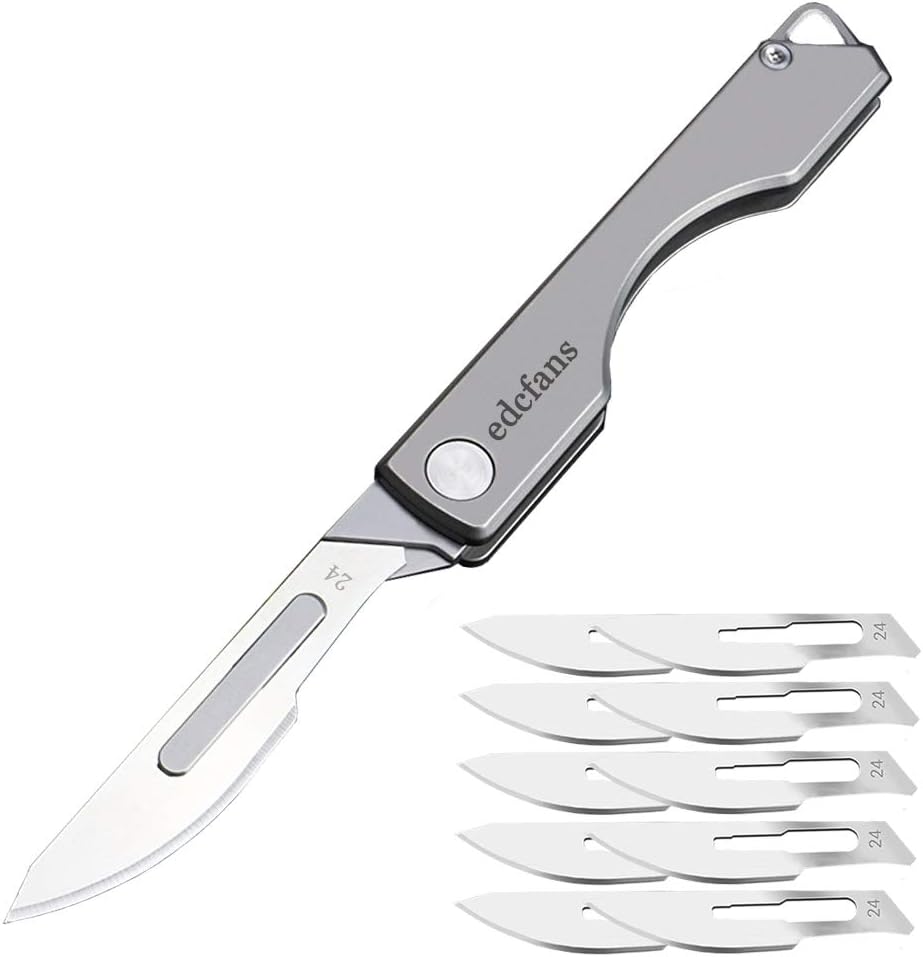 edcfans Titanium Folding Pocket Knife, Skinning Knives for