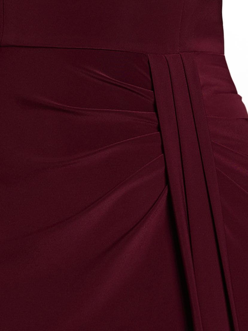 David's Bridal Jersey V-Neck Ruched Sheath Dress - Image 5