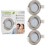 Energiesparende 4W Einbauspots ersetzen in etwa 30W Halogenstrahler, 120° Abstrahlwinkel sorgen für eine natürliche, großflächige Raumausleuchtung. Hervorragende Qualität nach strengen Qualitätsrichtlinien produziert mit 3 Jahren Garantie (s. Garantiebedingungen) für höchste Ansprüche.