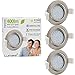 Produktbild Lumare LED Einbaustrahler 4W | Ultra flach, 27mm Einbautiefe | Ø68mm Bohrlochdurchmesser | Spot Wohnzimmer, Badezimmer | Einbauleuchte Silber Rund | 230V | IP44 | Warmweiß 2700K | 3er Set