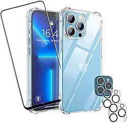 CORONITAS Capa Anti Impacto Compatível com iPhone 13, iPhone 14, iPhone 15, iPhone 16 + Película 3D Vidro + Película Câmera Transparente, Kit Aplicação Incluso
