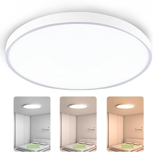 Miniatura 1 de Zakia Lámpara de techo LED de montaje empotrado, redonda de 28 W, 12 pulgadas, lámpara de techo plana para dormitorio, moderna, delgada de 3