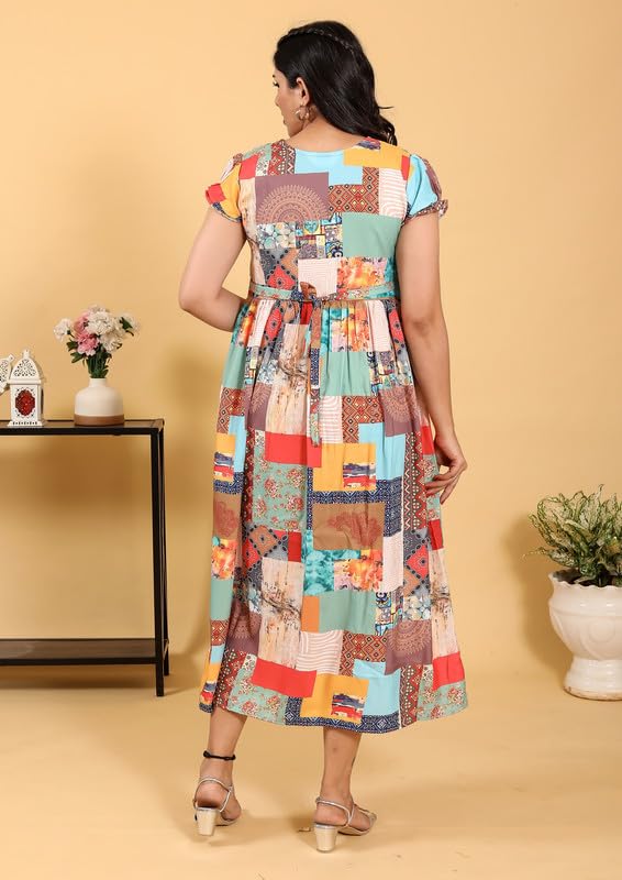 Image of RITIJYA Zipless Feeding Kurtis & Dresses for Women | Zipless Maternity Wear Gown Pregnancy Dress for Nursing Mothers | Viscose Rayon | Stylish & Comfortable | S to 4XL | Washable & Durable