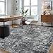8x10 Area Rugs for Living Room Rug Washable: Abstract Large Rug for Dining Room Bedroom Carpet Non Slip 8 by 10 Indoor Modern Nursery Home Office Black Grey