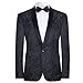 Mens 2 Piece Floral Jacquard Dress Suit Set 1 Button Print Dinner Jacket Pants Black