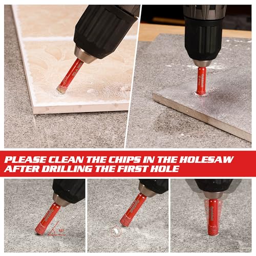 Goldblatt Diamond Core Drill Bit Set, 5-piece (6/8/10/20 mm) Porcelain Tile Drill Bit & 6mm Hex Shank Carbide Drill, Diamond Drill Bit for Porcelain Tiles Glass Marble Ceramic 6 Goldblatt Diamond Core Drill Bit Set, 5-piece (6/8/10/20 mm) Porcelain Tile Drill Bit & 6mm Hex Shank Carbide Drill, Diamond Drill Bit for Porcelain Tiles Glass Marble Ceramic - Image 6